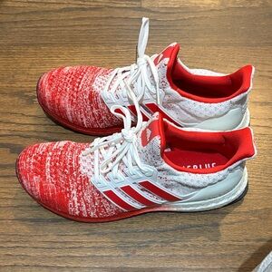 Adidas Red and White Knit Sneakers